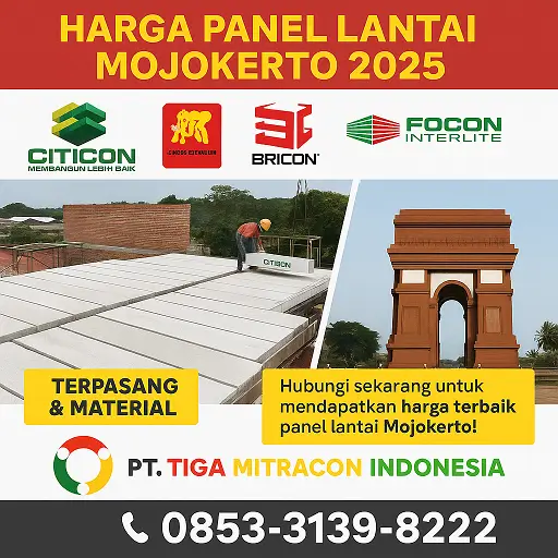 Harga Panel Lantai Mojokerto 2025 – Citicon, Grand Elephant, Bricon, Focon | Terpasang & Material