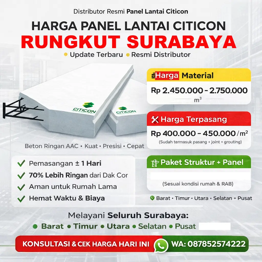 Harga Panel Lantai Citicon Rungkut Surabaya 2026 | Terpasang
