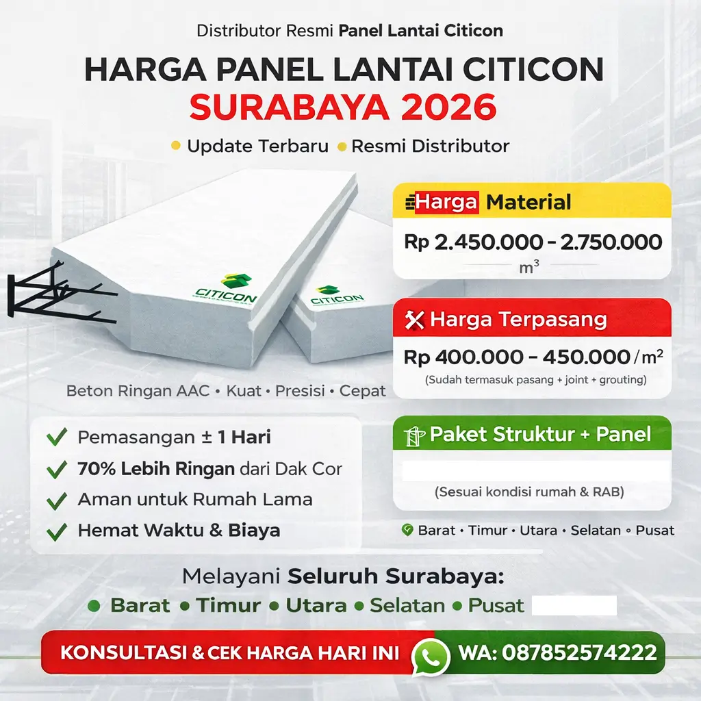 Harga Panel Lantai Citicon Surabaya Terbaru 2026 | Terpasang & Material