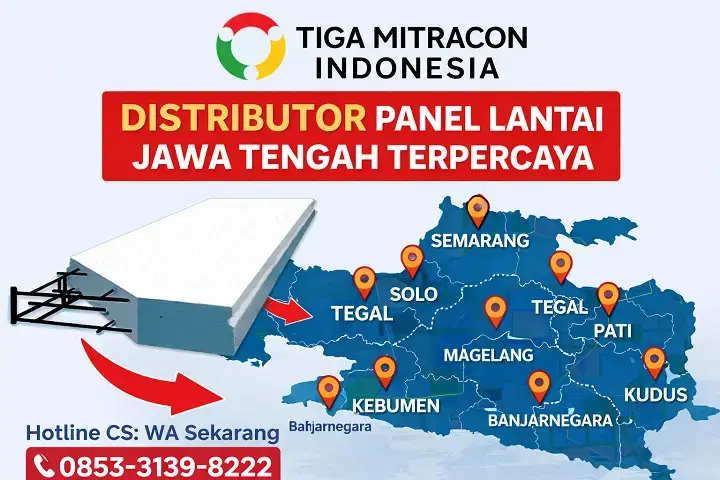 Banner Distributor Panel Lantai Jawa Tengah Tiga Mitracon Indonesia dengan hotline 085331398222 dan area layanan Semarang Solo Magelang Tegal Kudus Banjarnegara